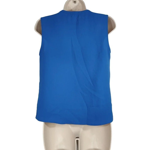 Nine West Blue Sleeveless Tank Top Career Shell Women Size XS Pleated Shoulder - Picture 3 of 6